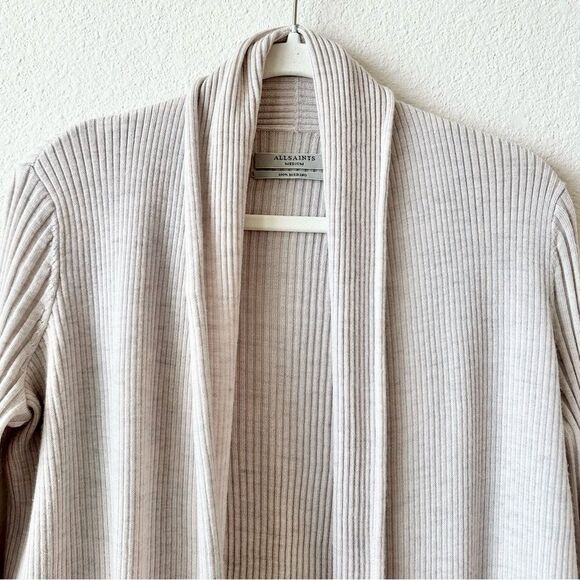 AllSaints Keld Long Sleeve Cardigan in Cream Size Medium - Picture 5 of 9